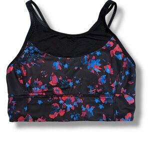 lululemon athletica Black Floral-Print Strappy Sports Bra Tank